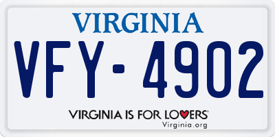 VA license plate VFY4902