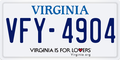 VA license plate VFY4904