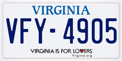 VA license plate VFY4905