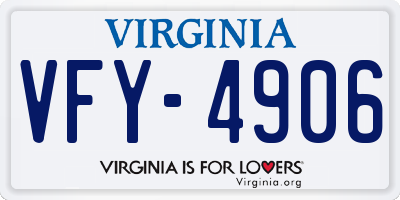 VA license plate VFY4906