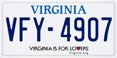 VA license plate VFY4907