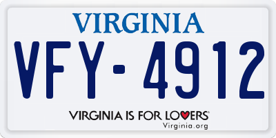 VA license plate VFY4912
