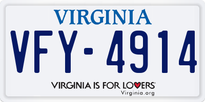 VA license plate VFY4914
