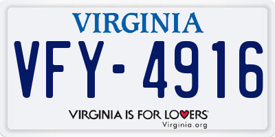 VA license plate VFY4916