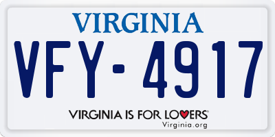 VA license plate VFY4917