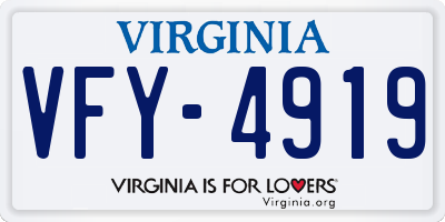 VA license plate VFY4919