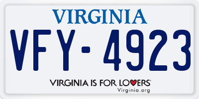 VA license plate VFY4923