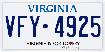 VA license plate VFY4925