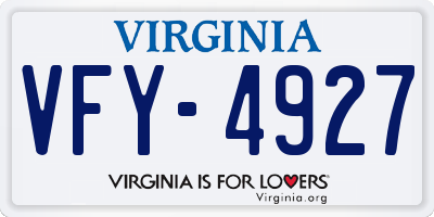 VA license plate VFY4927