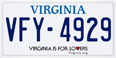 VA license plate VFY4929