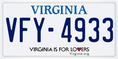 VA license plate VFY4933