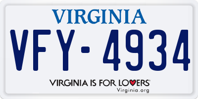 VA license plate VFY4934