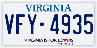 VA license plate VFY4935