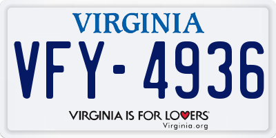 VA license plate VFY4936