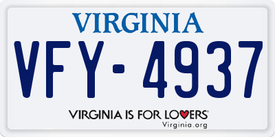 VA license plate VFY4937