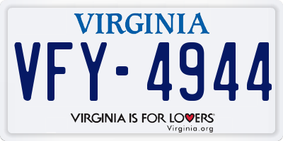 VA license plate VFY4944