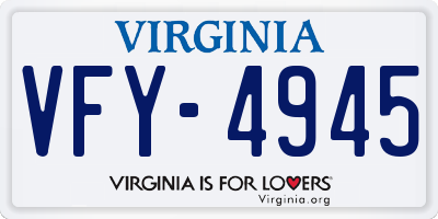 VA license plate VFY4945