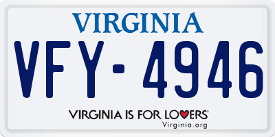 VA license plate VFY4946