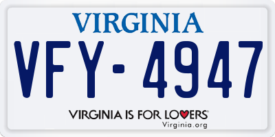 VA license plate VFY4947