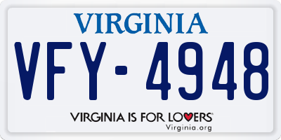 VA license plate VFY4948