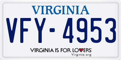 VA license plate VFY4953
