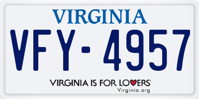 VA license plate VFY4957
