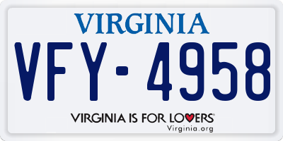 VA license plate VFY4958