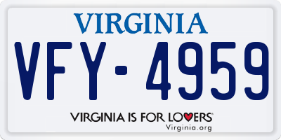 VA license plate VFY4959