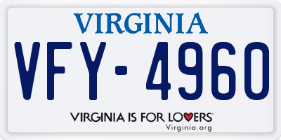 VA license plate VFY4960