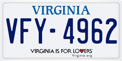 VA license plate VFY4962