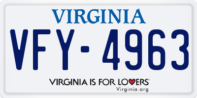 VA license plate VFY4963