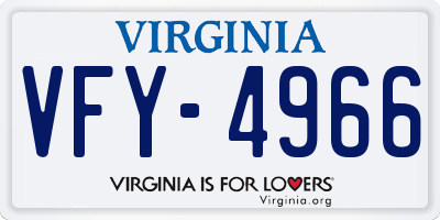 VA license plate VFY4966
