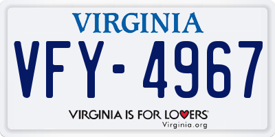 VA license plate VFY4967