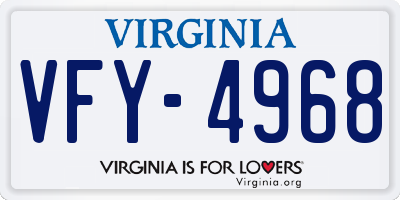 VA license plate VFY4968