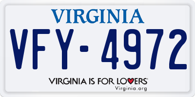 VA license plate VFY4972