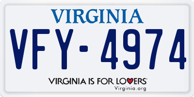 VA license plate VFY4974