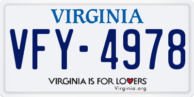 VA license plate VFY4978