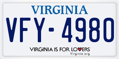 VA license plate VFY4980