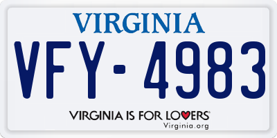VA license plate VFY4983