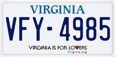VA license plate VFY4985