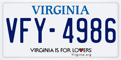 VA license plate VFY4986