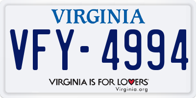 VA license plate VFY4994