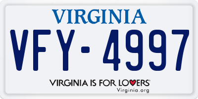 VA license plate VFY4997