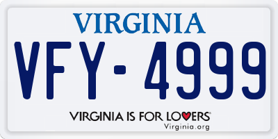 VA license plate VFY4999