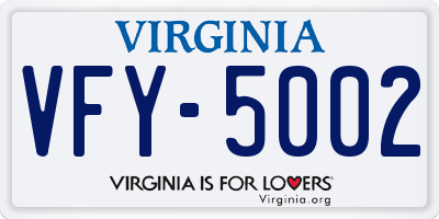 VA license plate VFY5002