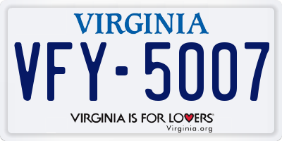 VA license plate VFY5007