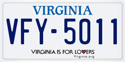 VA license plate VFY5011