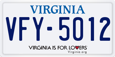 VA license plate VFY5012