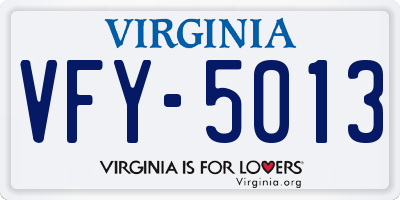 VA license plate VFY5013