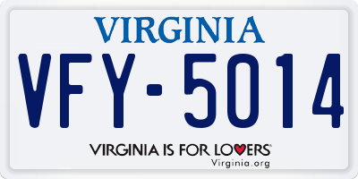 VA license plate VFY5014